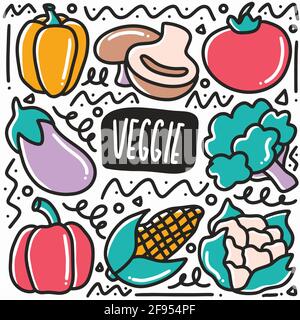 hand drawn veggie doodle set Stock Vector