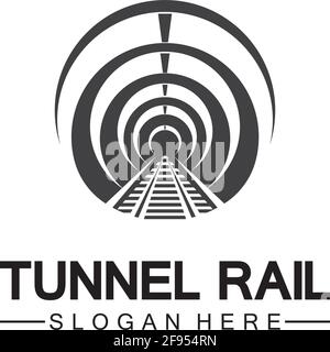 Rail with tunnel logo icon vector design template Stock Vector