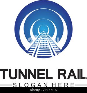 Rail with tunnel logo icon vector design template Stock Vector