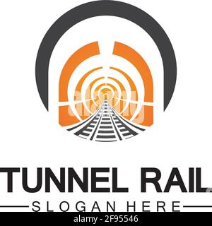 Rail with tunnel logo icon vector design template Stock Vector