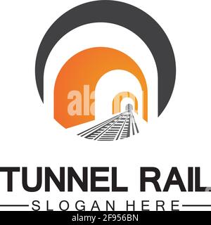 Rail with tunnel logo icon vector design template Stock Vector