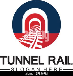 Rail with tunnel logo icon vector design template Stock Vector