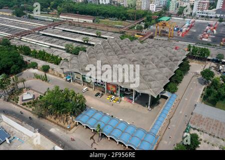 Dhaka, Bangladesh - April 015, 2021: Kamalapur Railway Station is the central railway station of Bangladesh. It is the largest railway station in the Stock Photo