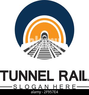 Rail with tunnel logo icon vector design template Stock Vector