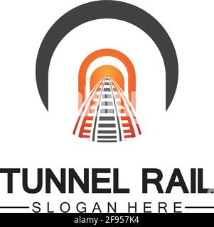 Rail with tunnel logo icon vector design template Stock Vector