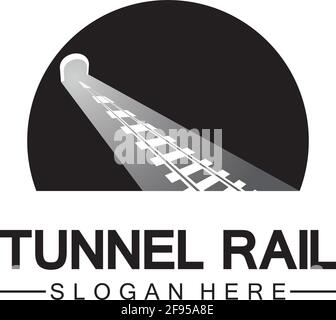 Rail with tunnel logo icon vector design template Stock Vector
