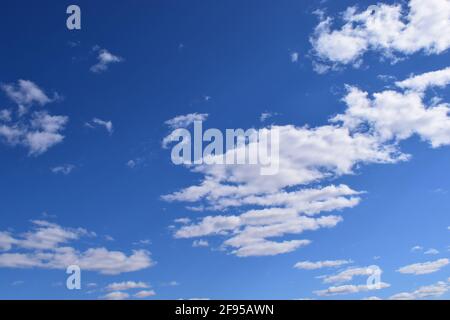 Blue sky and lots small clouds pattern. Deep blue sky and clouds Stock Photo