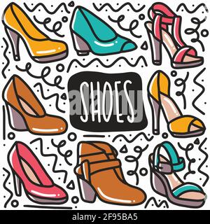 hand drawn women shoes doodle set Stock Vector Image & Art - Alamy