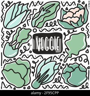 hand drawn veggie doodle set Stock Vector