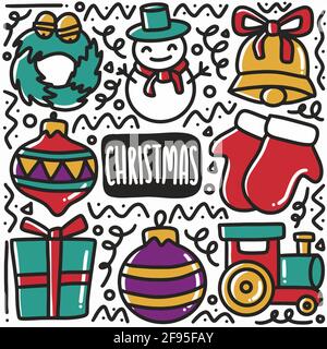 hand drawn christmas day doodle set Stock Vector