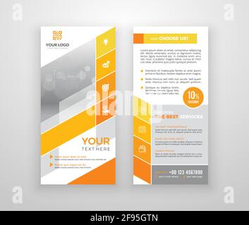 Double-sided DL flyer design. Brochure or flyer template. Layout with modern elements and photo space. Stock Vector