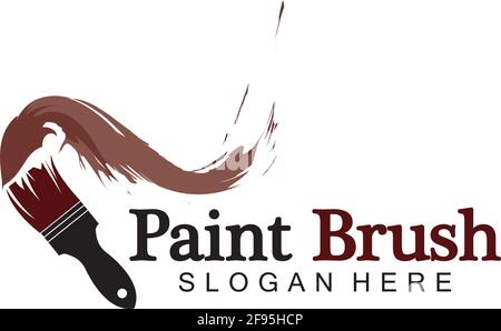 Abstract vector painting brush and colorful paint splash icon, emblem, logo design with color alternative and greyscale version. Editable EPS format d Stock Vector