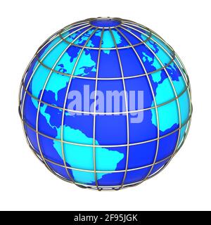 Earth globe icon on a white background. Side of the Atlantic Ocean Stock Photo
