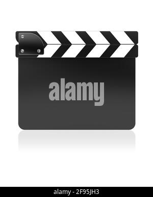 Black film slate clapper on a white background. 3d image Stock Photo