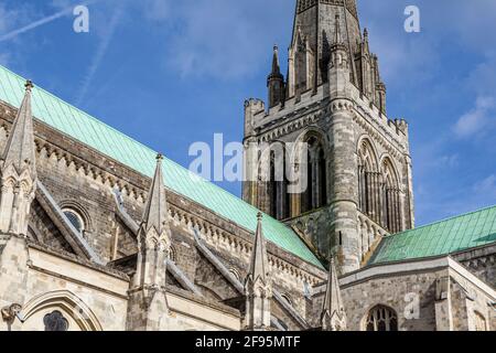 Formally known as Cathedral Church of the Holy Trinity, Chichester Cathedral is an Anglicn cathedral in Chichester, England Stock Photo