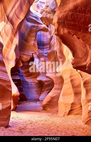 Majestic natural architecture of the Antelope Slot Canyon, Navajo Tribal Park, Arizona, USA Stock Photo