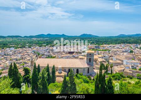 Aerial view of Arta with Parroquia d'Arta, Mallorca, Spain Stock Photo