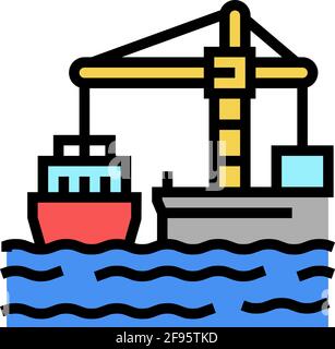 crane loader port machine color icon vector illustration Stock Vector ...