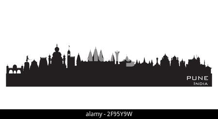 Pune India city skyline Detailed vector silhouette Stock Vector