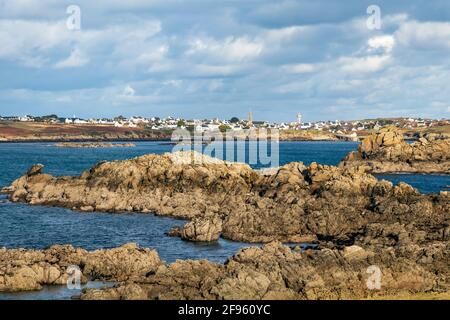 Plage du Prat, Ouessant, island of Ushant in Brittany, french rocky coastline in northern France, Finistere department, Europe Stock Photo