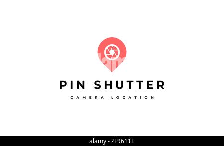Pin Photo Camera Logo Design Vector illustration Stock Photo - Alamy