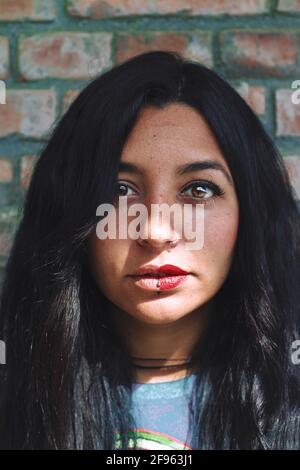 A beautiful young woman with nice eyes and makeup Stock Photo