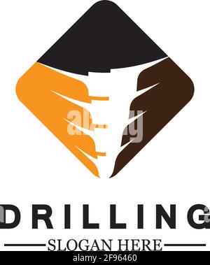 Drill logo icon design template ,Logo for mining / business / bore / drilling business / oil drilling. Other companies. Vector illustration. Stock Vector