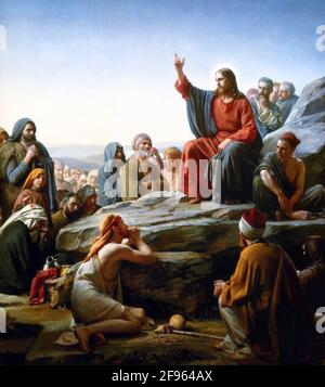 The Sermon on the Mount  by Carl Heinrich Bloch (1834-1890), oil on copper, 1877 Stock Photo