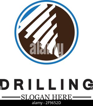 Drill logo icon design template ,Logo for mining / business / bore / drilling business / oil drilling. Other companies. Vector illustration. Stock Vector