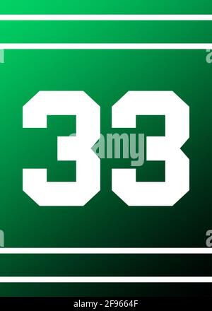 Shining sport Jersey panel Number 33 Green and White