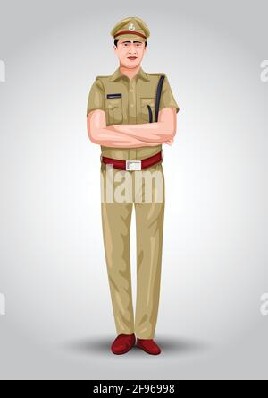 indian police officer front view vector illustration design Stock Vector  Image & Art - Alamy