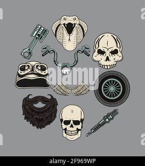 biker patches around Stock Vector