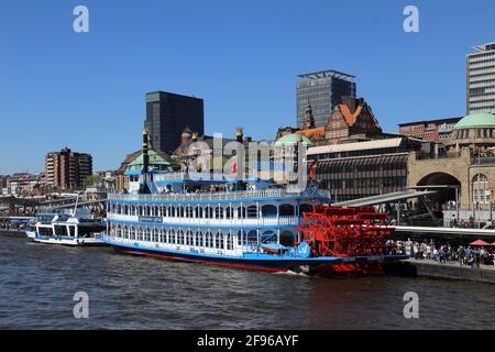 Germany, Hamburg, St. Pauli Landungsbrücken Stock Photo