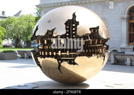 Ireland, Dublin, Trinity College Sphere Within Sphere sphere with sphere Stock Photo