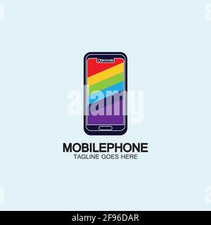 Mobile phone vector icon logo template concept illustration. Smartphone creative sign. Modern technology. Cellphone symbol. Tablet PC icon. Design ele Stock Vector