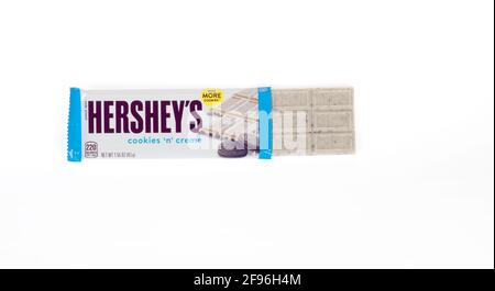 Hershey’s Cookies ’n Creme Candy bar Stock Photo