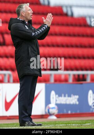 Manager of Charlton Athletic, Nigel Adkins - Sunderland v Charlton Athletic, Sky Bet League One, Stadium of Light, Sunderland, UK - 10th April 2021  Editorial Use Only - DataCo restrictions apply Stock Photo