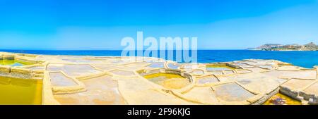 Salt pans near Marsalforn, Gozo, Malta Stock Photo