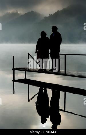 the lake Begnas valley, being separated from loved ones Stock Photo