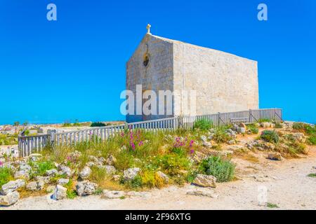 Chapel above dingli cliffs on Malta Stock Photo