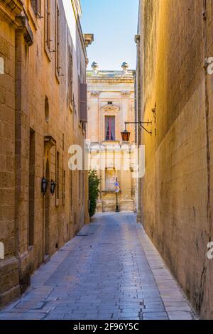 View of a narrow street in the old town of Mdina, Malta Stock Photo
