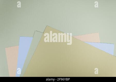 Abstract blue and beige color paper geometric composition. Minimal geometric shapes background. Flat lay. Copy space. Stock Photo