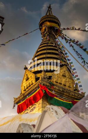 the monkey temple Swayambhunath stupa Stock Photo