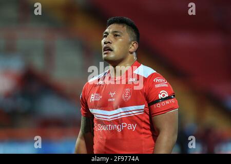 Kingston Upon Hull, UK. 16th Apr, 2021. Albert Vete (8) of Hull KR during the game in Kingston upon Hull, UK on 4/16/2021. (Photo by Mark Cosgrove/News Images/Sipa USA) Credit: Sipa USA/Alamy Live News Stock Photo