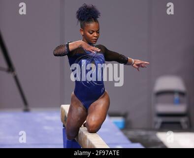 Fort Worth, TX, USA. 16th Apr, 2021. Florida's during the Semifinals of the 2021 NCAA Women's National Collegiate Gymnastics Championship at Dickies Arena in Fort Worth, TX. Kyle Okita/CSM/Alamy Live News Stock Photo