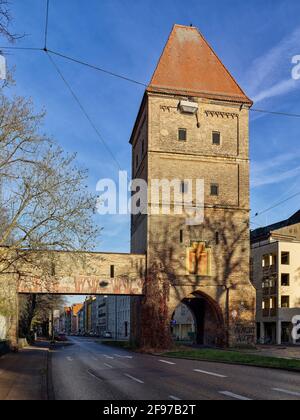 City moat with bird gate Stock Photo