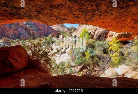USA, Utah, Washington County, Springdale, Zion National Park, Canyon Overlook Trail Stock Photo