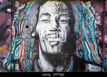 Graffiti of Bob Marley in favela vidigal in Rio de Janeiro Stock Photo