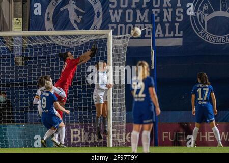 Kingston, UK. 16th Apr, 2021. Chelsea come close during the Vitality Womens FA Cup game between Chelsea and London City Lionesses at Kingsmeadow, in Kingston, England. Credit: SPP Sport Press Photo. /Alamy Live News Stock Photo