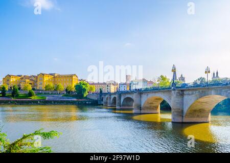 View of the puente de piedra in the spanish city logrono Stock Photo